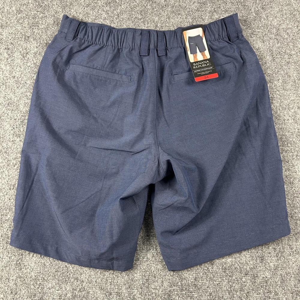 Banana Republic Shorts Mens 34 Blue Flat Front Chino Stretch‎ Casual 10 Inseam - Picture 4 of 5